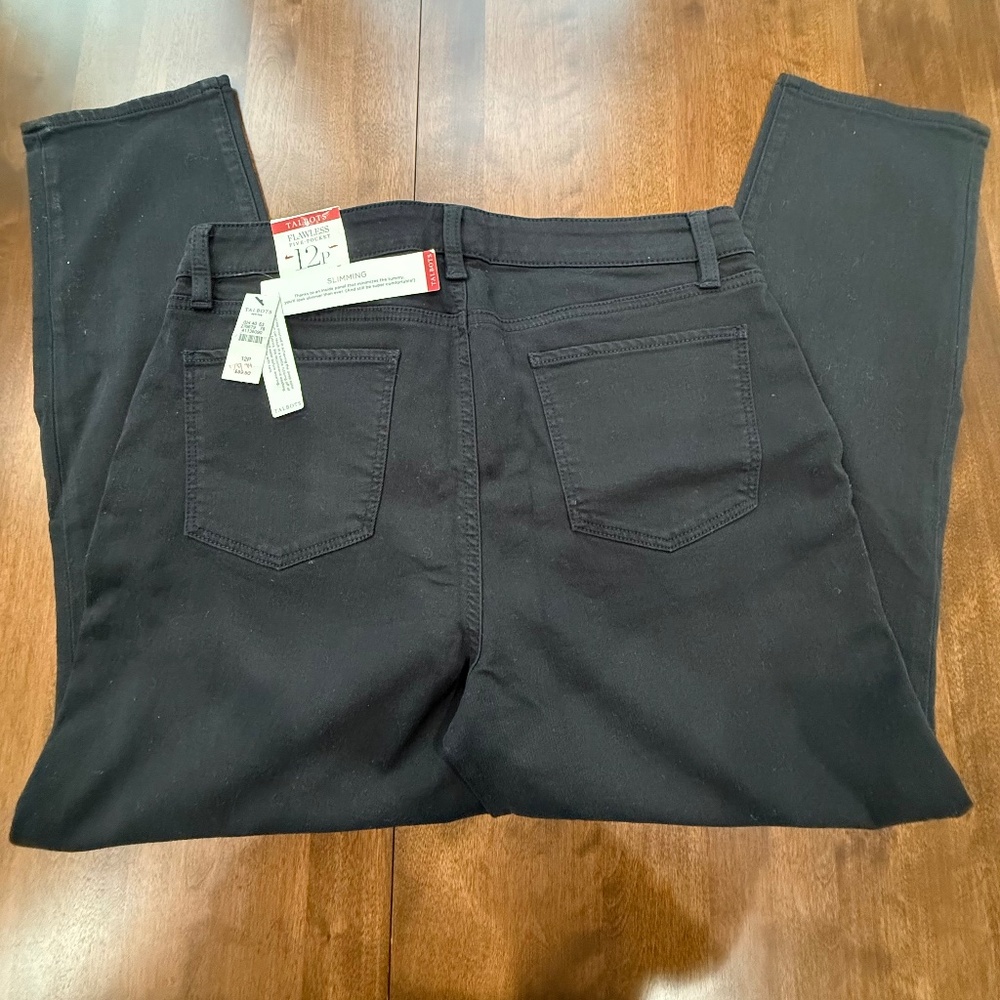 Talbots Flawless Five-Pocket Slim Ankle Jeans Womens 12P Black NWT